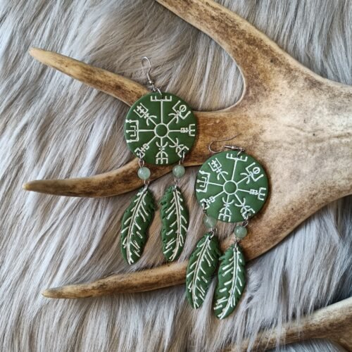 Vegvisirit sulilla-korvakorut, metsän vihreä