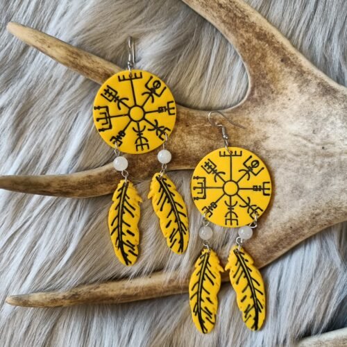 Vegvisir sulilla-korvakorut, keltainen