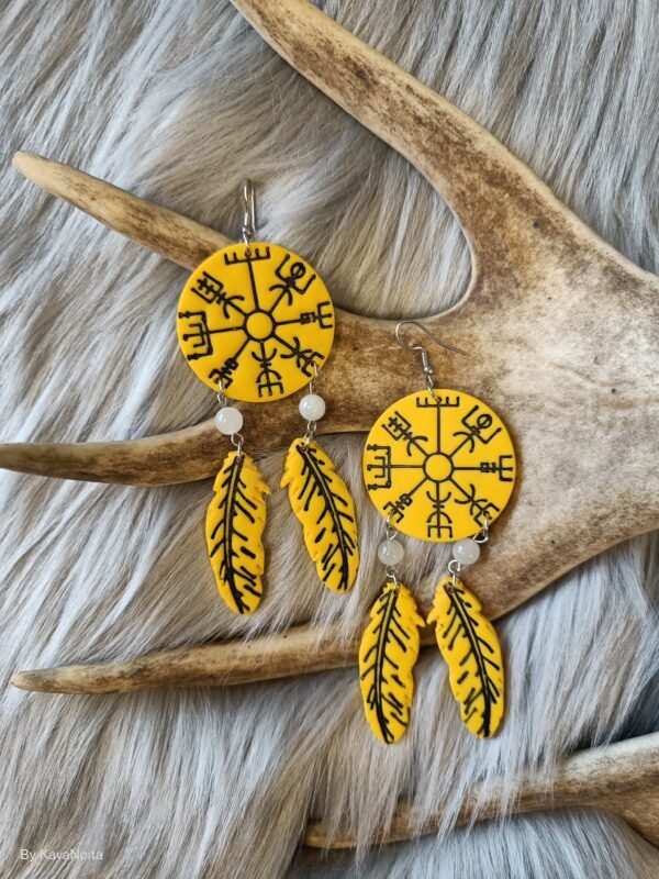 Vegvisir sulilla-korvakorut, keltainen