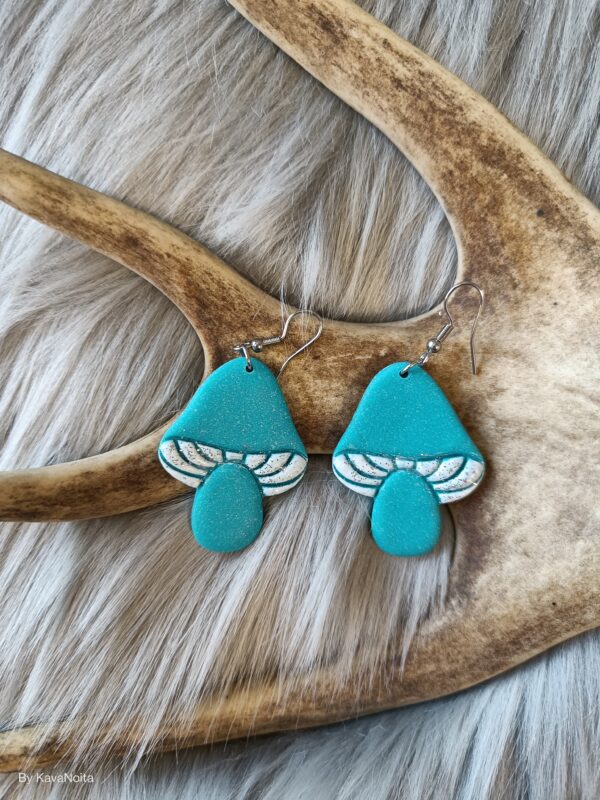 Sieni-korvakorut, turkoosi