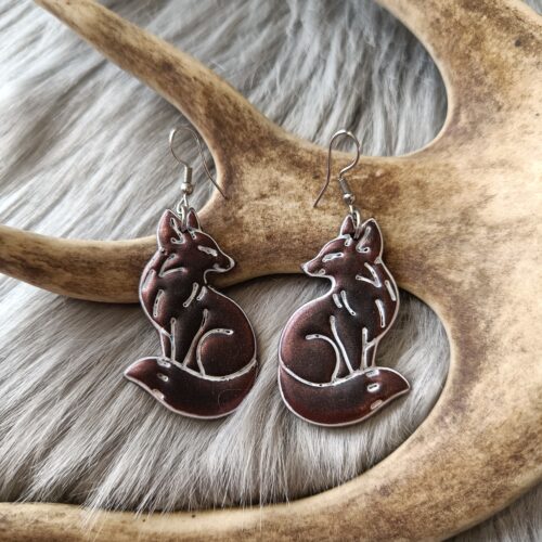 Kettu-korvakorut, kupari/musta metallinhohto