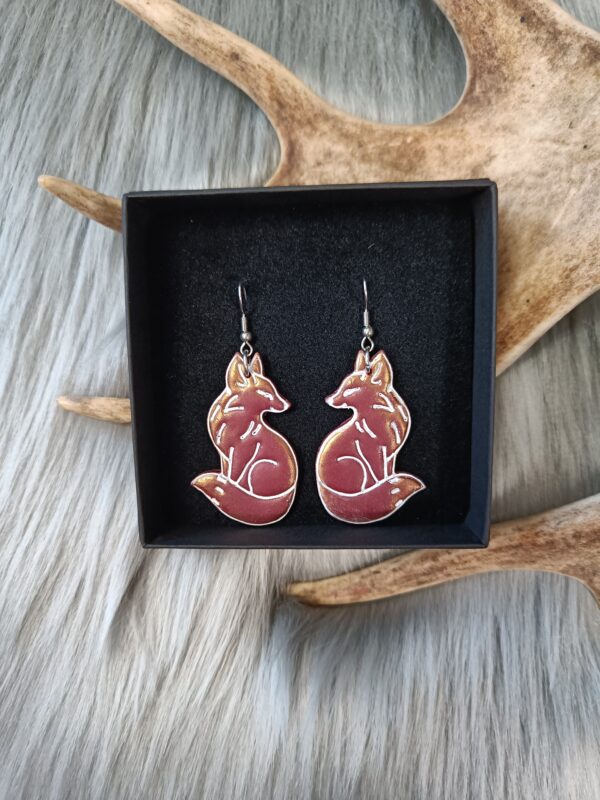 Kettu-korvakorut, viininpunainen/kulta