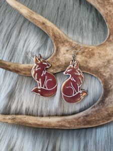 Kettu-korvakorut, viininpunainen/kulta