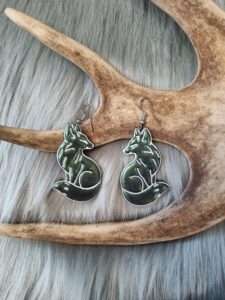 Kettu-korvakorut, vihreä metallinhohto