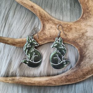 Kettu-korvakorut, vihreä metallinhohto