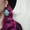 Hamsa-korvakorut, sininen/musta metallinhohto