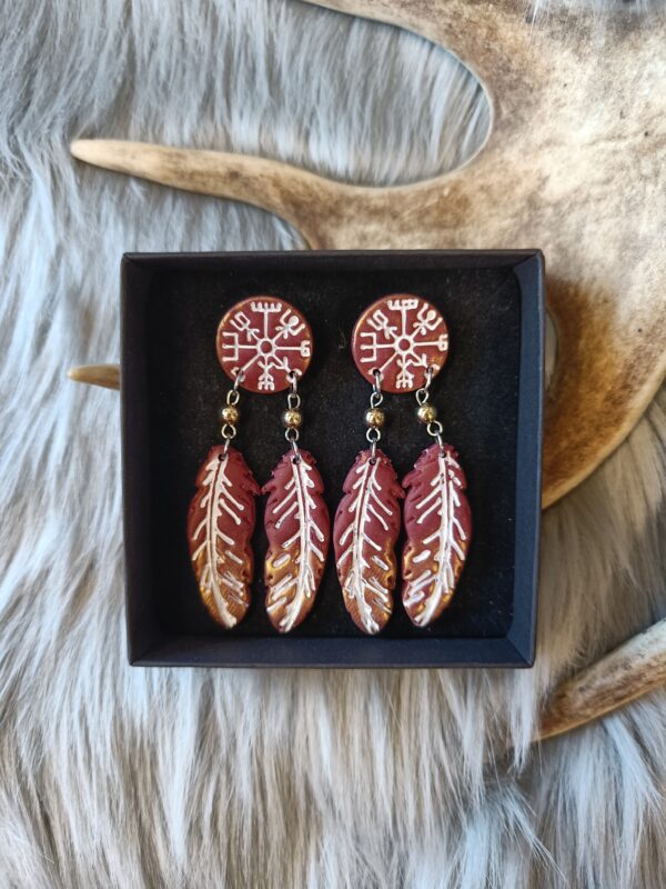 Vegvisir sulilla-nappikorvakorut, viininpunainen/kulta