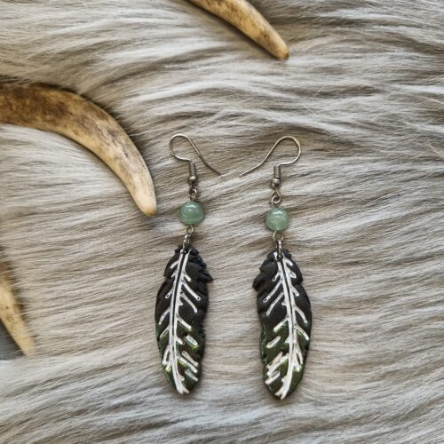 Sulka-korvakorut, musta/vihreä metallinhohto