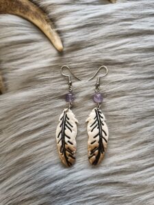 Sulka-korvakorut, valkoinen/ruskea