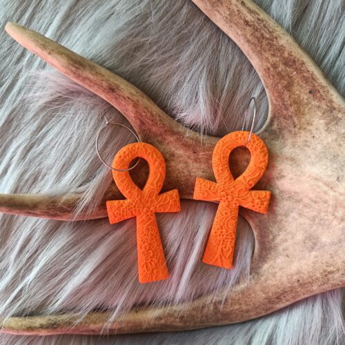 Ankh risti-korvakorut, oranssi