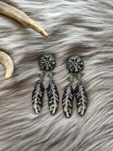 Vegvisir sulilla-nappikorvakorut, vihreä/musta metallinhohto