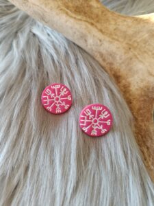 Vegvisir-nappikorvakorut, pinkki