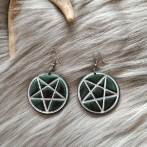Pentagram-korvakorut, sinivihreä metallinhohto