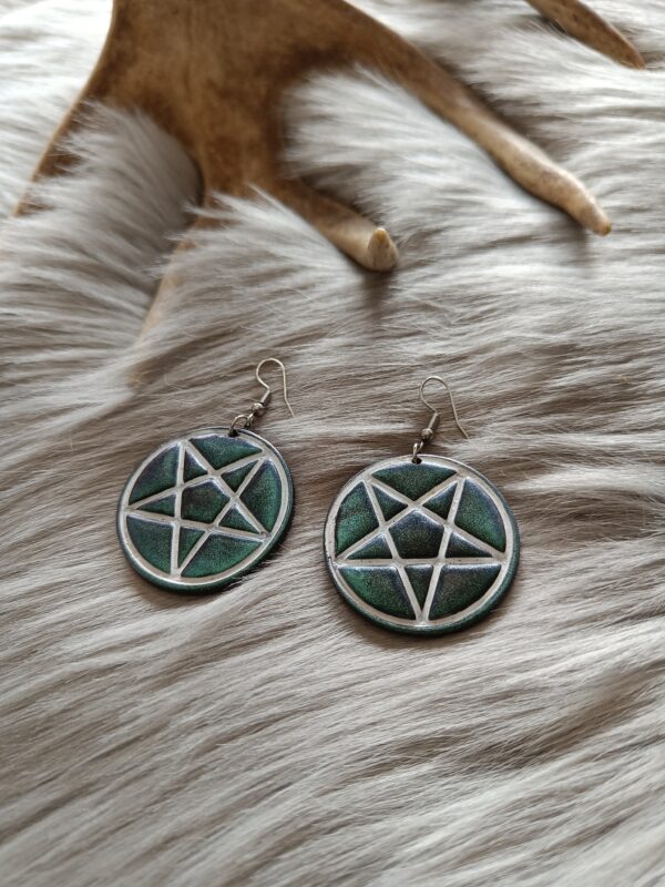 Pentagram-korvakorut, sinivihreä metallinhohto