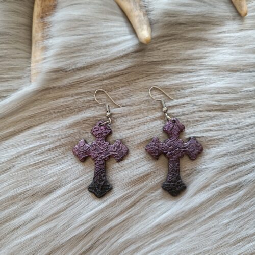 Goottiristi-korvakorut, violetti/musta metallinhohto