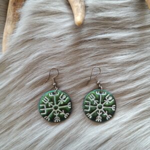 Vegvisir-korvakorut (25mm), vihreä metallinhohto