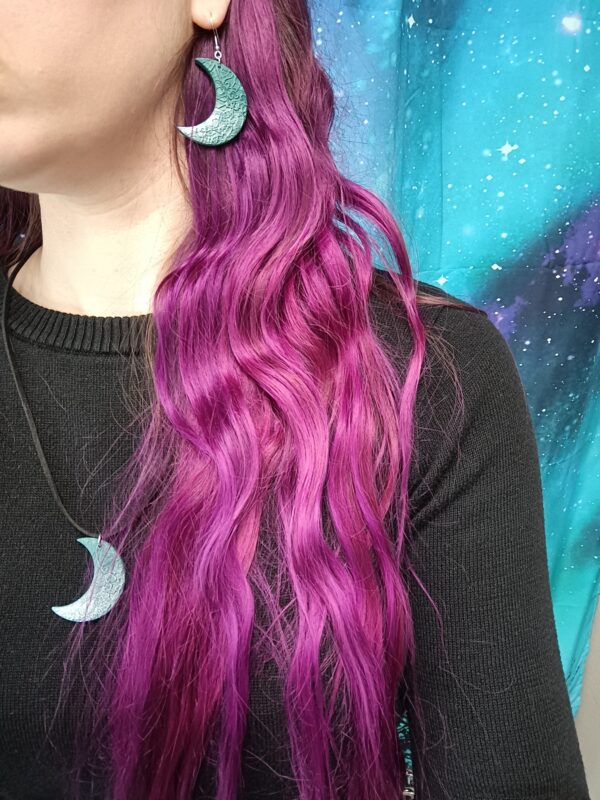 Kuunsirppi-korusetti, tummanvihreä/hopea