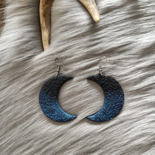 Kuunsirppi-korvakorut, midnight blue/musta
