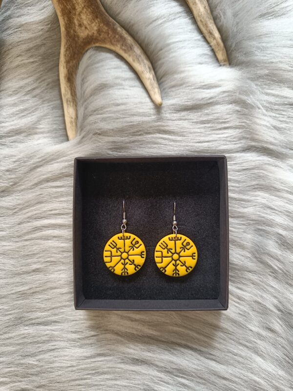 Vegvisir-korvakorut (25mm), keltainen