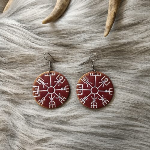 Vegvisir-korvakoruja, viininpunainen/kulta