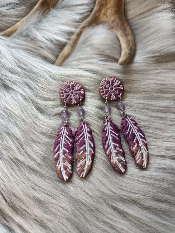 Vegvisir sulilla-nappikorvakorut, violetti/kulta