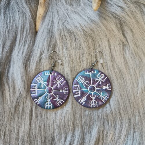 Vegvisir-korvakorut, violetti/turkoosi metallinhohto