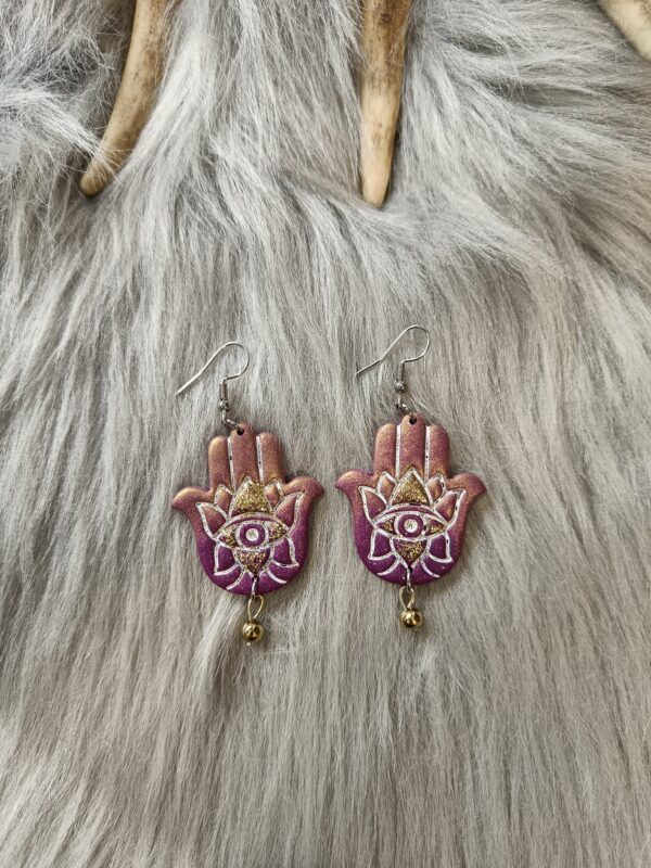 IMG20260831153948 Hamsa-korvakorut, violetti/kulta glitter