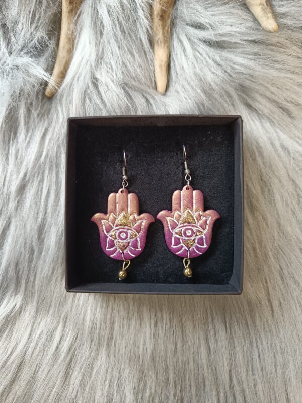 IMG20260831154021 Hamsa-korvakorut, violetti/kulta glitter