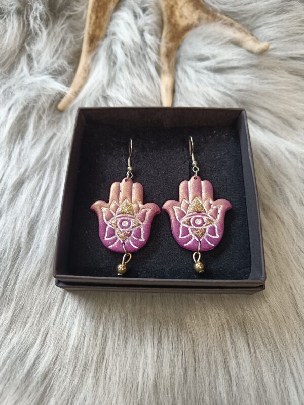 IMG20260831154028 Hamsa-korvakorut, violetti/kulta glitter